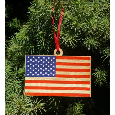American Flag Hardwood Ornaments
