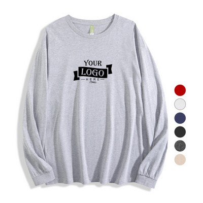 6.3 oz 100% Cotton Men's Crewneck Long Sleeve T-Shirt