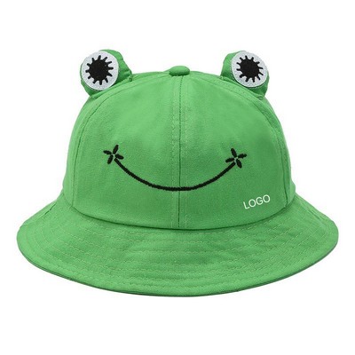 3D Frog Bucket Hat Kawaii Cartoon Sun Protection Cap Breathable Cotton Parent-Child Matching