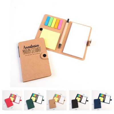 Button Kraft Paper Notebook with Pen