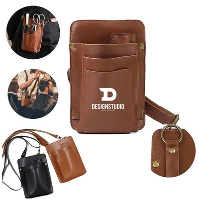 PU Leather Hairdressing Scissor Storage Waist Pouch