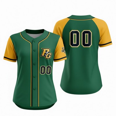 Women's Full Button Short Sleeve Softball Jersey 150 GSM