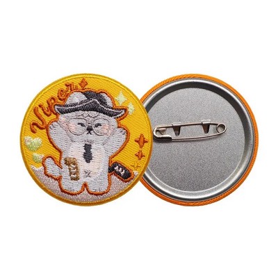 Round Embroidery Tinplate Lapel Pin