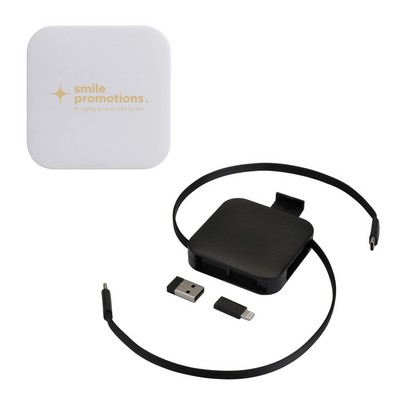 Retractable USB-C Charging Cable Pack w/ Tip Attachments