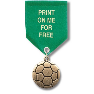 1 1/8" Soccer Ball Cast CX Medal w/Satin Drape Ribbon