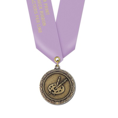 1½" Art Cast MX Medal w/Satin Neck Ribbon
