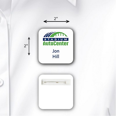 Laminated Personalized Name Badge (2x2") Square w/Rounded Corners