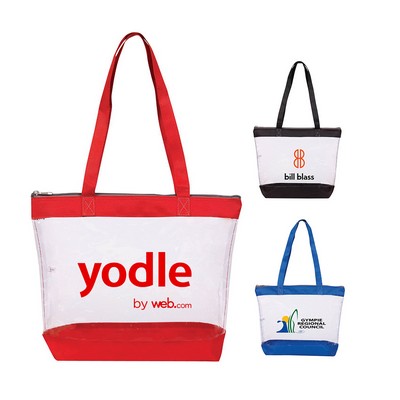 Poly Clear Zipper Shopping Tote Bag