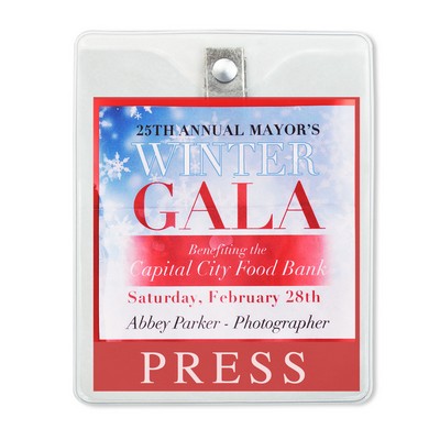 Vertical Government-Size Vinyl Badge Holders with 2-Hole Clip, 3.13" x 3.75"