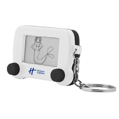 2"x1-1/2"x1/2" Magic Sketch Keychain White with Black Trim