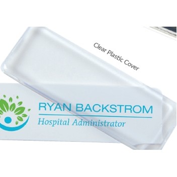 Full Color Snap-on Plastic Name Badge - 3" x 1"