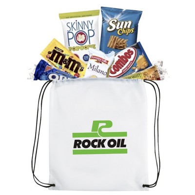 Cinch Bag with Brand Name Snacks