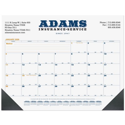Blue & Gold Calendar Desk Pad w/Two Color Imprint & 13 Sheets (21¾" x 17")