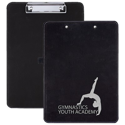 Black & Silver Laser Engraved Leatherette Clipboard