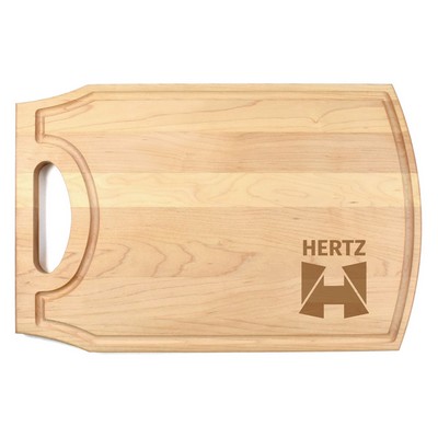 10 1/2" x 16" x 3/4" Maple Cutting Board with Handle & Juice Groove
