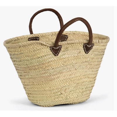 Straw Tote w/Leather Handles