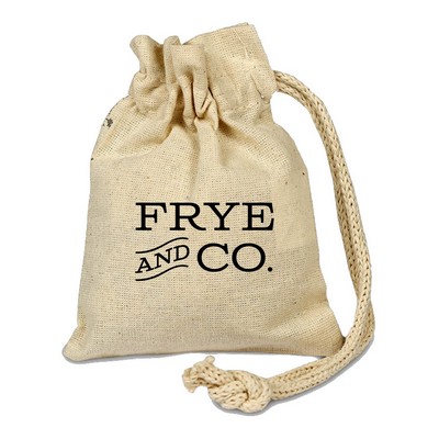 Single Cord Natural Cotton Drawstring Pouch - 4" x 5"