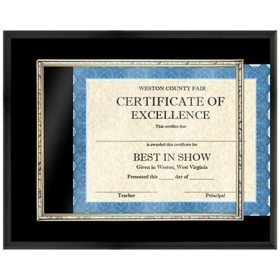 Black Finish Plaque w/Certificate Insert Frame