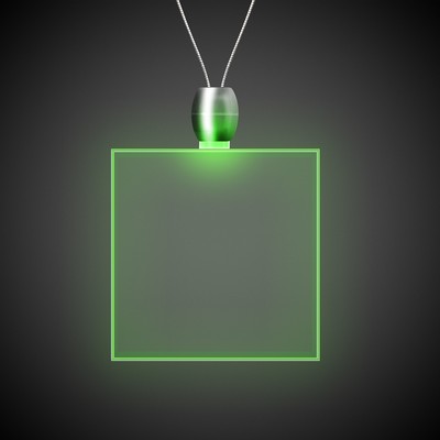24" Green Square Light-Up Pendant Necklace(Digi-Printed)