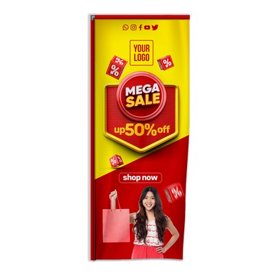 6'X28" wPoly Digital Custom Tower Flag