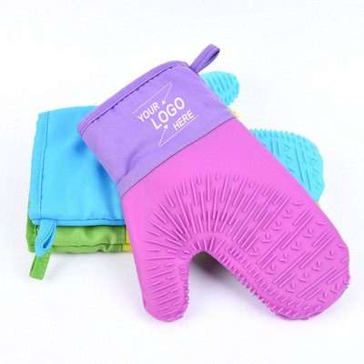 Heat Resistant Silicone Kitchen Gloves w/Cotton Lining