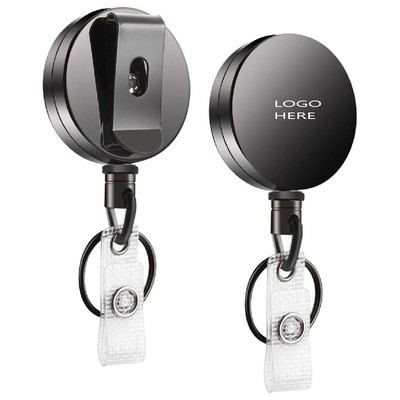 Metal ID Badge Holder with Belt Clip Key Ring