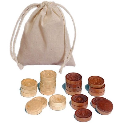 Wooden Checkers with Stackable Ridges