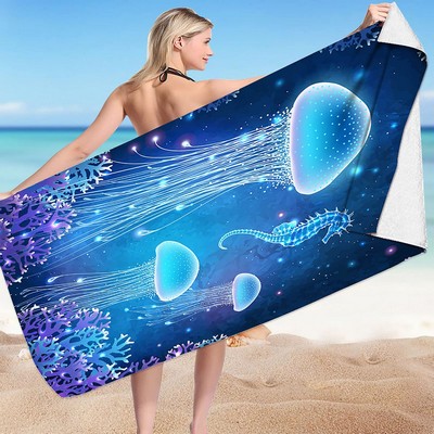 Full Color Microfiber Beach Towel 30" X 60" 250 Gsm