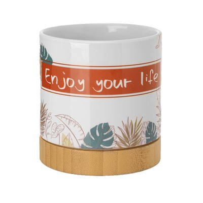 Ceramic Planter with Bamboo Base