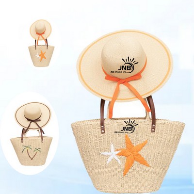 Fashionable Women's Straw Hat & Bag Set