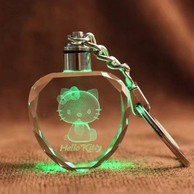 Heart Shaped LED Light Crystal Keychain