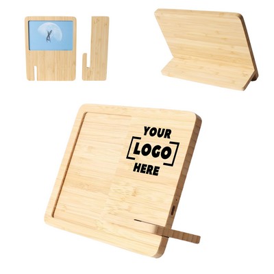 3-in-1 Wooden Wireless Charger with Photo Holder