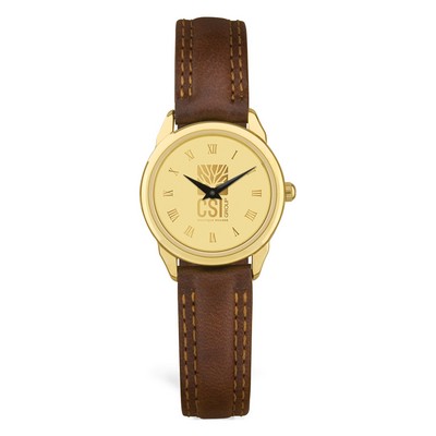 Ladies' Brown/Gold Wristwatch W/ Gold Dial