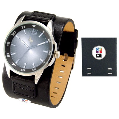 Unisex Black Wristwatch W/ Color Medallion