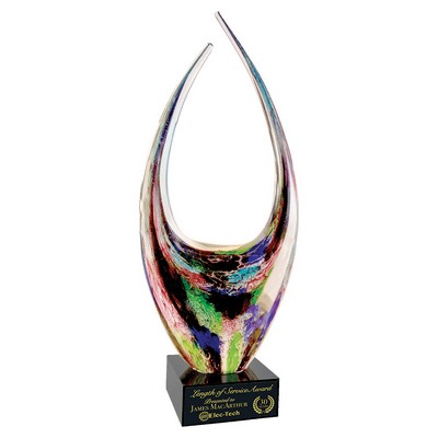 16.75" Dual Rising Art Glass with Square Black Base