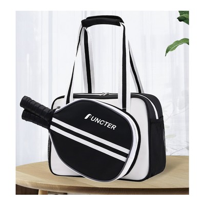 PU Leather Waterproof Large Capacity Sports Crossbody Gym Bag W/ Pickleball Cover