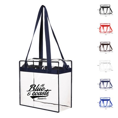 Clear PVC Waterproof Stadium Tote Bag with Zip