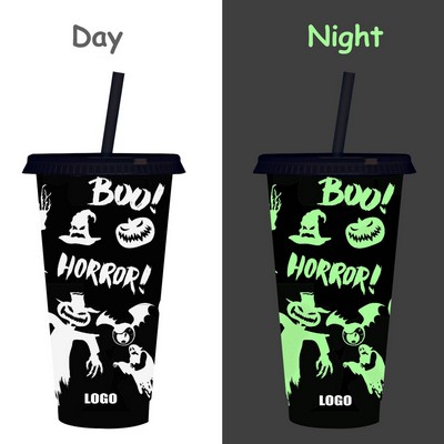 Glow In The Dark 710ml Halloween Plastic Luminous Color Changing Cup
