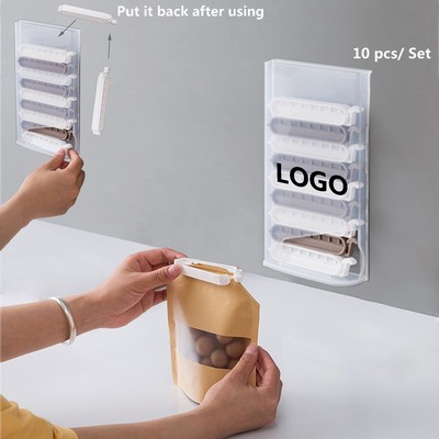 10 Pieces Food Bag Sealer Clip with Dispenser for Freshness Preservation