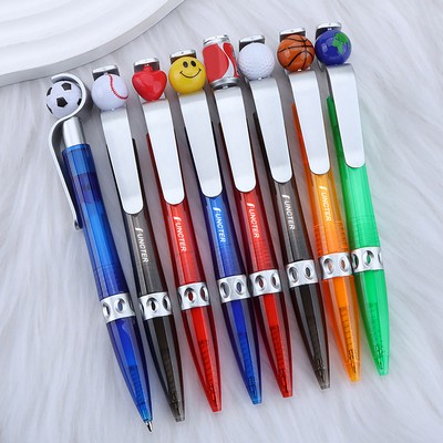 Smile Face Head Pen Rotatable Writing Ballpoint Pens Novelty Plastic Sports Funny Pen
