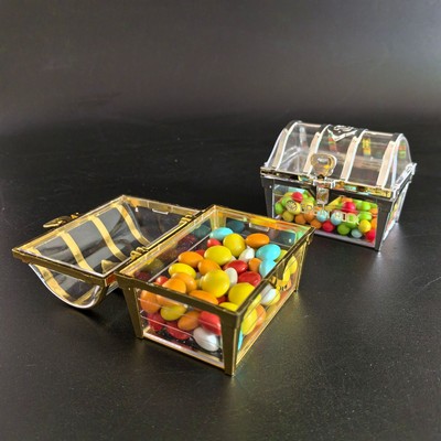 Transparent Plastic Storage Box with Hollow Elements in Treasure Chest Shape