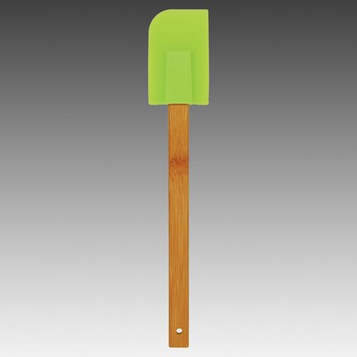 11.75" Green Silicone Spatula with Bamboo Handle