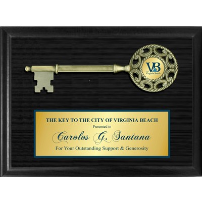 9.5" Metal Key Mount on 9"x12" Black Plaque