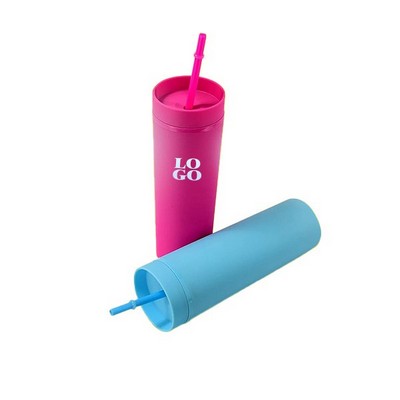 16 Oz. Soft-Touch Acrylic Tumbler With Straw