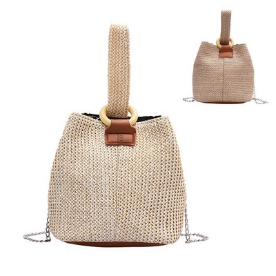 Womens Lightweight Chic Woven Straw Crossbody Bag