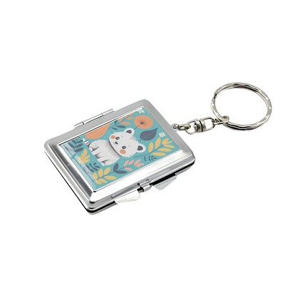 Epoxy Logo Rectangular Shaped Keychain Style Double Sided Mirror