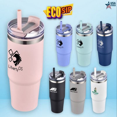 EcoSip 24oz Double Wall Tumbler with Leak-Proof Straw