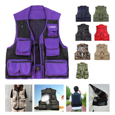Versatile Outdoor Adventure Vest - Nylon & Polyester Blend