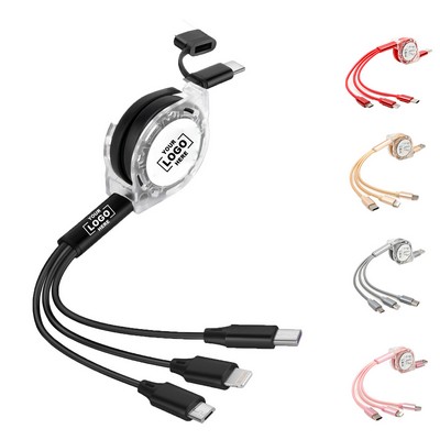 3-in-1 Charging Cable Retractable Metal Data Cable