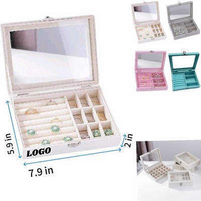 Jewelry Storage Box With Dust Proof Cover